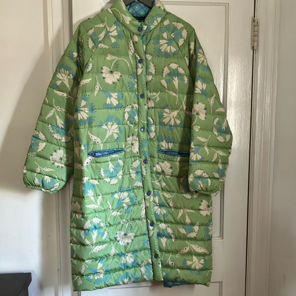 Floral Green Quilted Coat